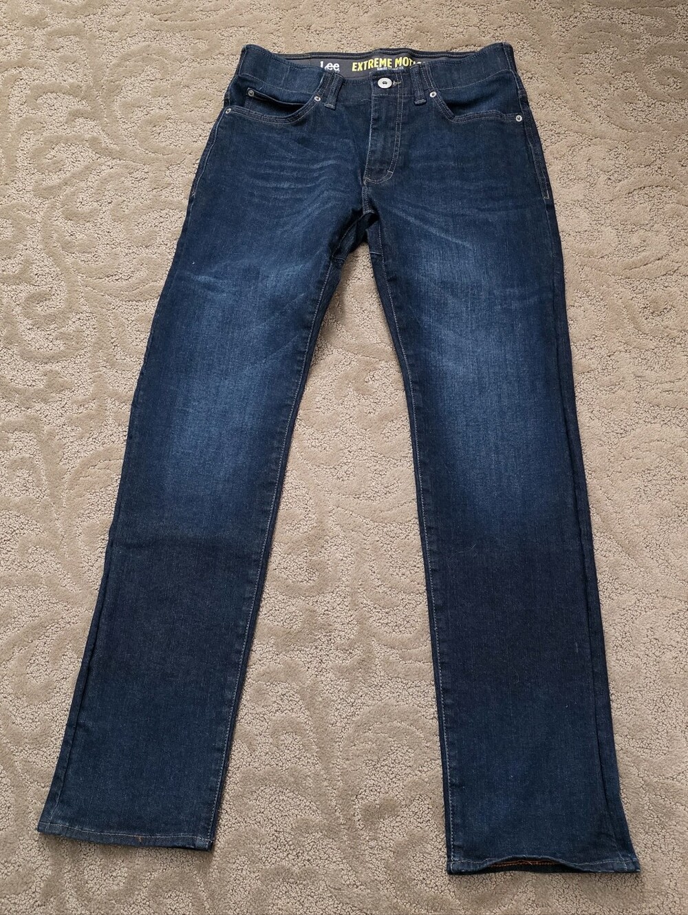 Lee Jeans Mens 32x34 Blue Extreme Motion Skin Fit Straight Leg Stretch